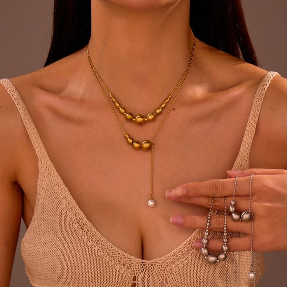 1 Piece Geometric Stainless Steel Gold Color Pendant Necklace