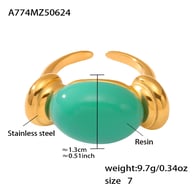 A774-Golden Green Resin Ring/No.7 Picture13