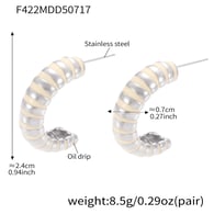 F422-Orecchini in acciaio smaltato bianco Immagine4