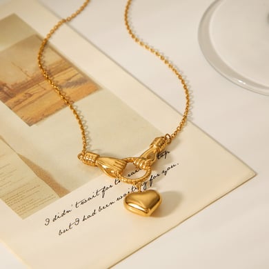 1 Piece  Daily Heart Stainless Steel  Gold Color  Women's Pendant Necklaces h5 Picture7