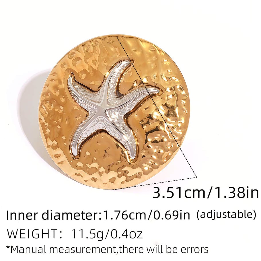 1 paio di semplici gioielli casual da donna in acciaio inossidabile color oro a forma di stella marina Immagine2