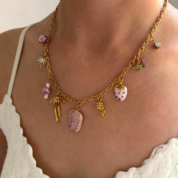 1 Piece Flower Stainless Steel Gold Color Pendant Necklace