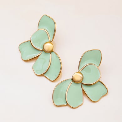 1 Pair Elegant Flower Stainless Steel Gold Color Women's Stud Earrings h5 Picture7