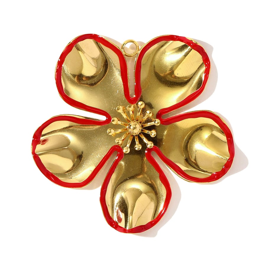 1 colgante de acero inoxidable con flor policromada para mujer 