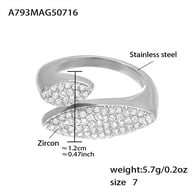 A793-Anello in acciaio e zircone 5A - Misura 7/Numero 7 Immagine2
