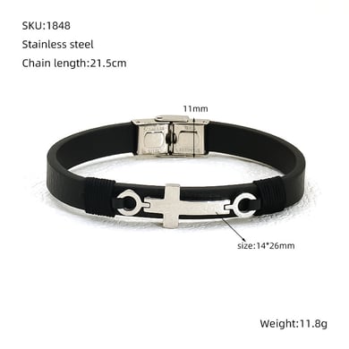 1 Stück Classic Series Retro Kreuz Edelstahl Herrenarmband h5 