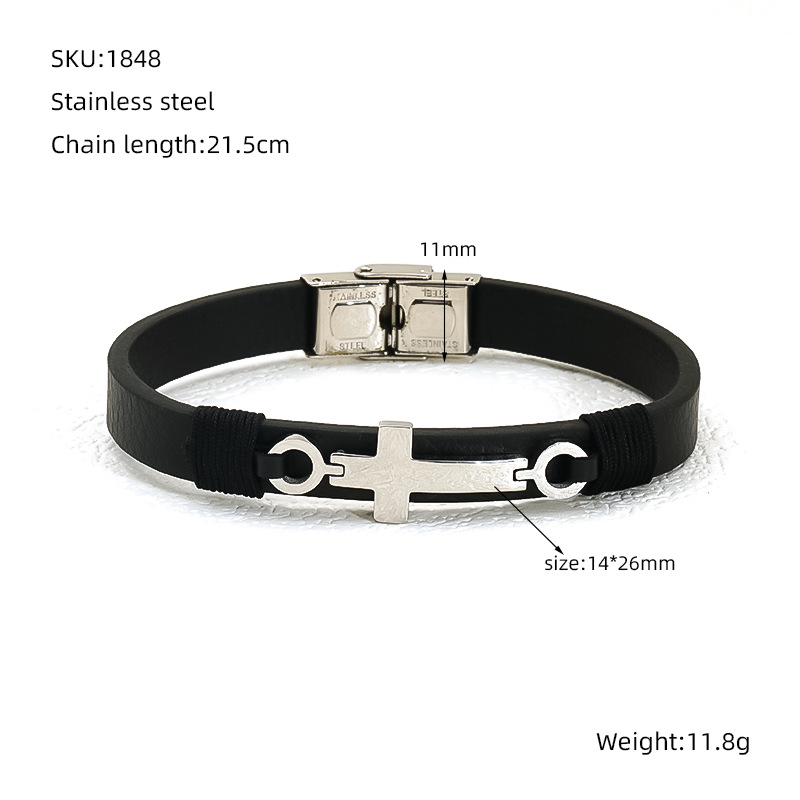 1 Stück Classic Series Retro Kreuz Edelstahl Herrenarmband 