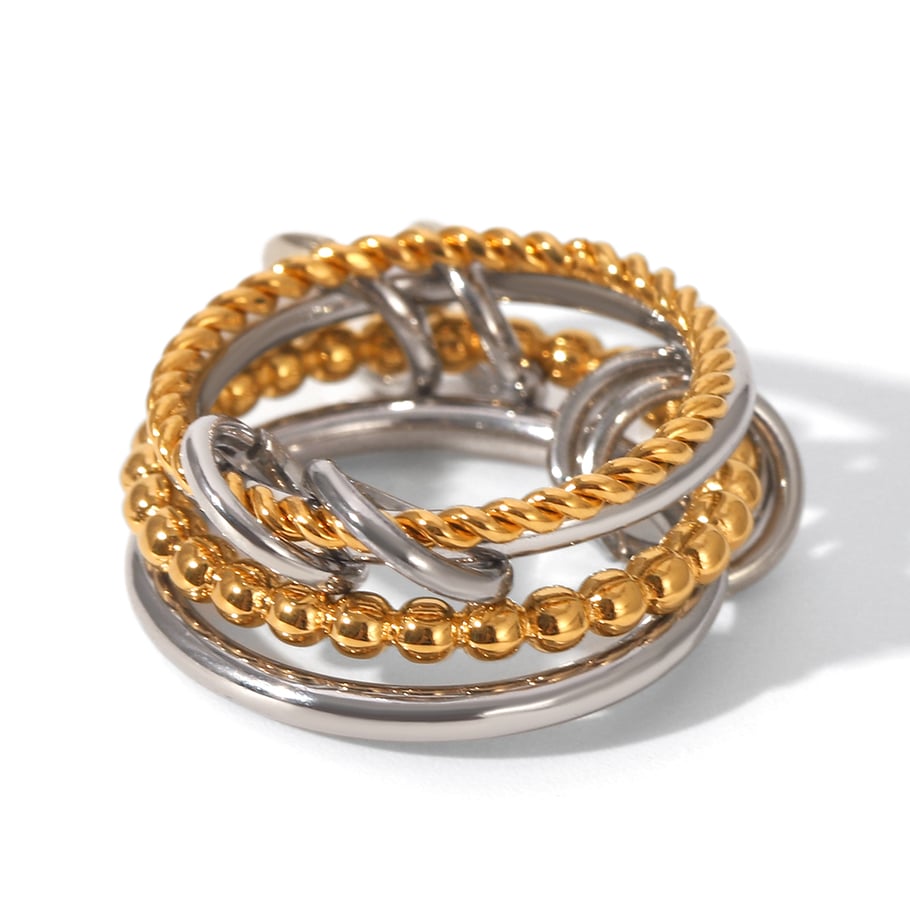 1 Pair Simple Series Daily Geometric Stainless Steel  Statement Rings 