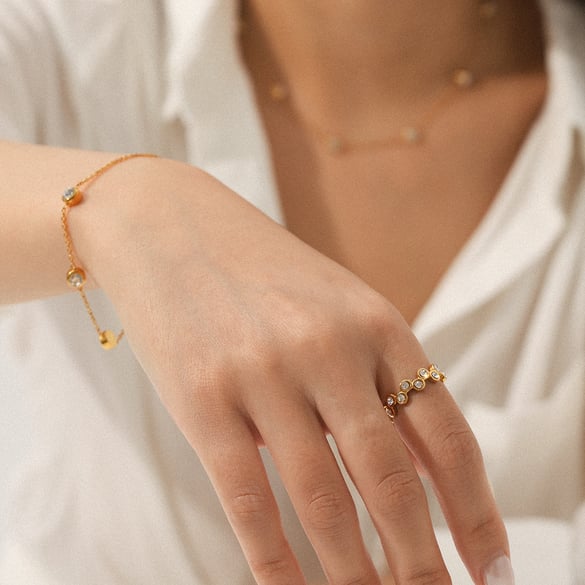 1 Piece Irregular Shape Stainless Steel  Gold Color  Women's Necklaces Sets