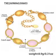 TXE269-Bracciale in opale rosa dorato 17+5 cm Immagine8