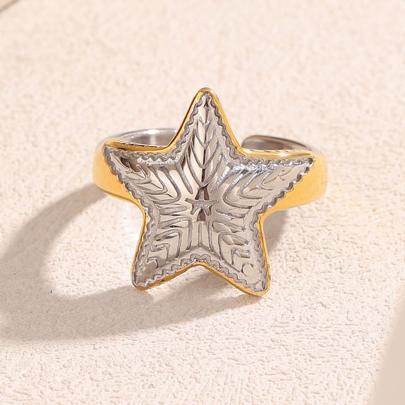 1 Piece Modern Star Mixed Color Stainless Steel Statement Rings 2