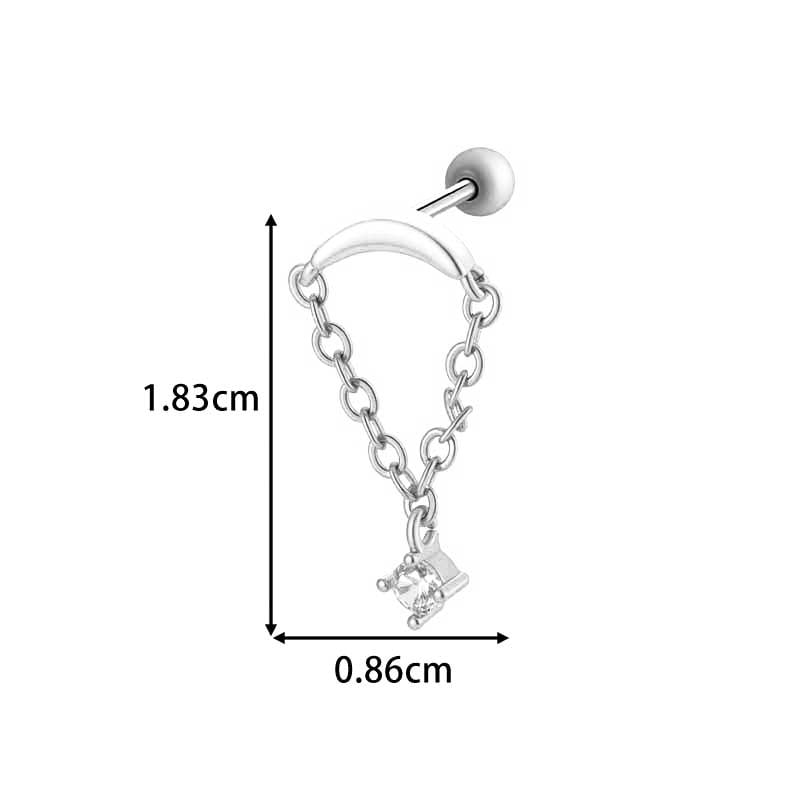 1 Piece Copper Gold Color Zircon Piercing Earring Picture2