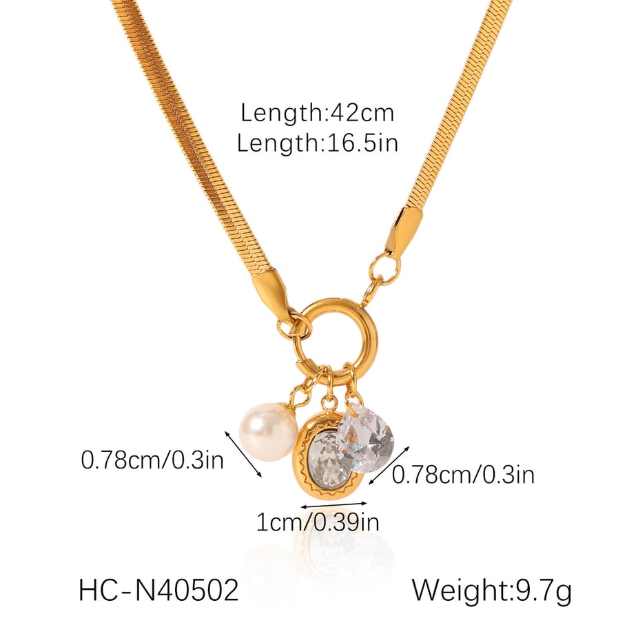 Simple  Daily Flower Stainless Steel Gold Color Pearl Women's Pendant Necklaces Picture2