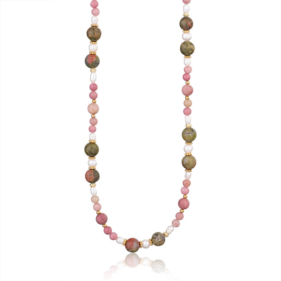 1 Piece Romantic Series Flower Natural Stones Women's Beaded Necklaces 