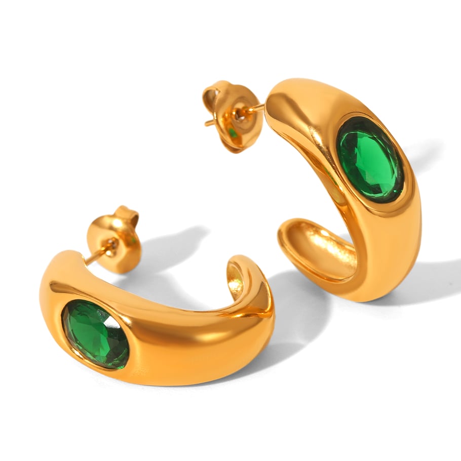 1 Pair Irregular Shape Stainless Steel Gold Color Zircon Women's Stud Earrings 