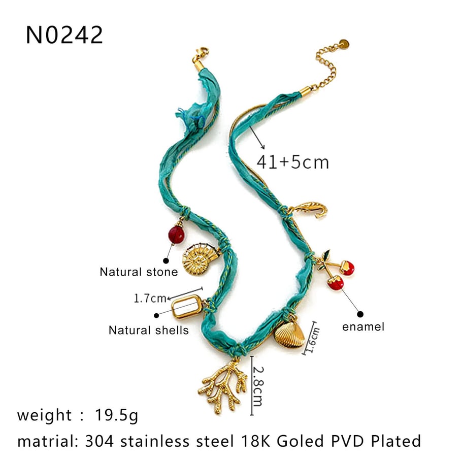 1 Piece Fabric Stainless Steel Gold Color Pendant Necklace 