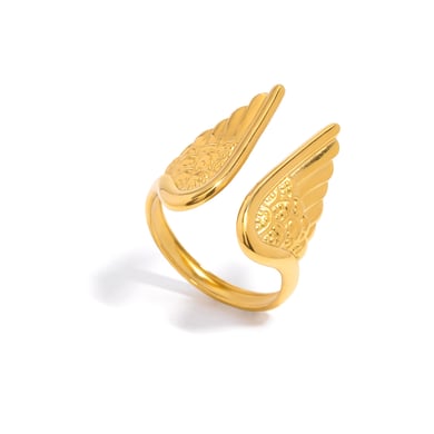 1 stuk Delicate Wings roestvrij staal goudkleurige statement ringen h5 