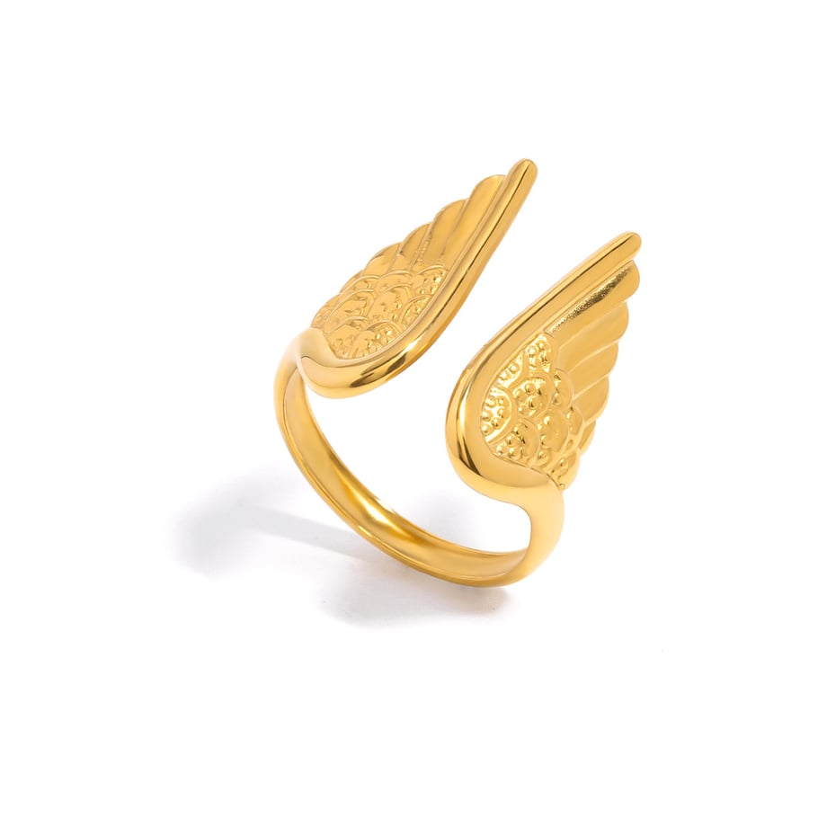 1 stuk Delicate Wings roestvrij staal goudkleurige statement ringen 