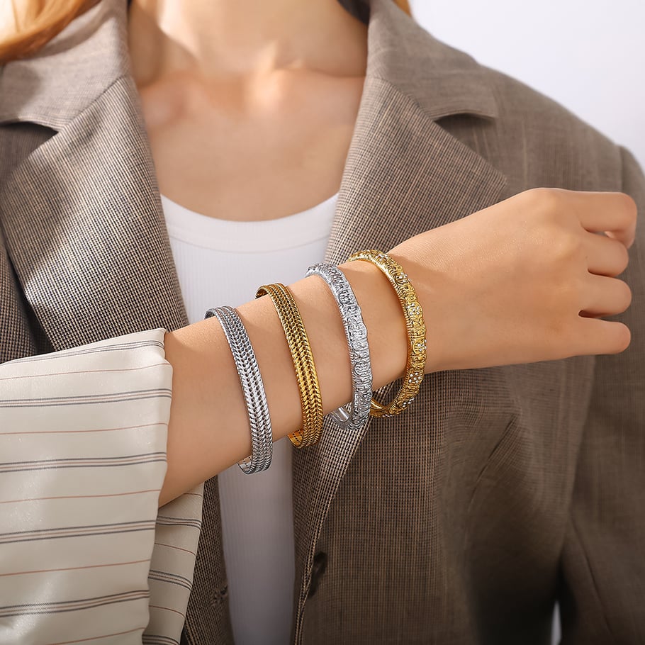 1 Piece Retro Stainless Steel Cuff Bangle Picture4