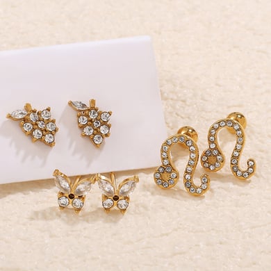 1 Pair Animal Stainless Steel Gold Color Stud Earrings h5 Picture3