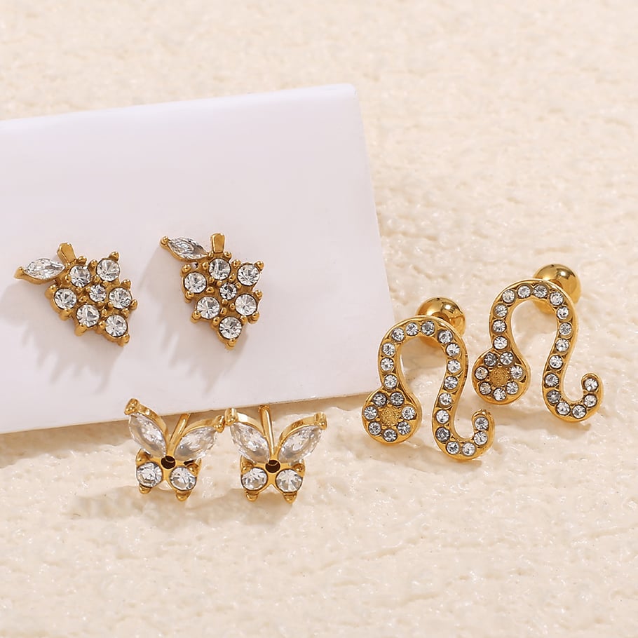1 Pair Animal Stainless Steel Gold Color Stud Earrings Picture3