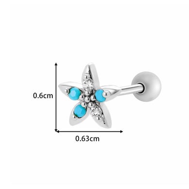 1 Piece Heart Copper  Gold Color Zircon Piercing Earring h5 Picture2