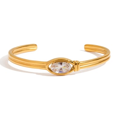 Bracelet élégant ovale en acier inoxydable couleur or pour femme, 1 pièce h5 