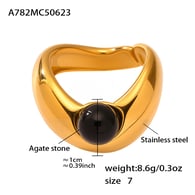 A782-Gold Agate Ring/No.7 Picture5