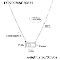 TXP290-Steel 5A Zircon Necklace 40+5cm Picture2