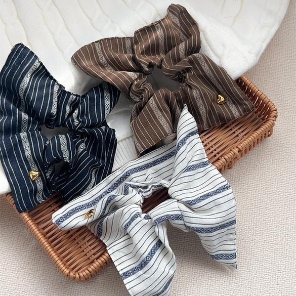 1 Piece Classic Strip Canvas Women's Scrunchies