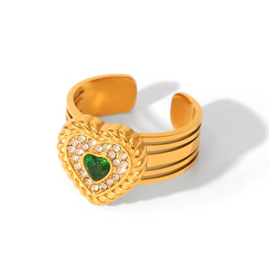 1 par de anillos de acero inoxidable con diseño de corazón de la serie Simple h5 