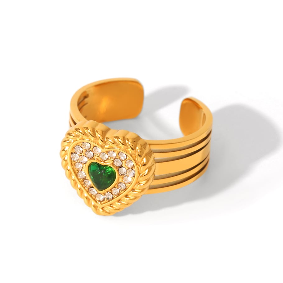 1 par de anillos de acero inoxidable con diseño de corazón de la serie Simple 