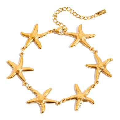 Bracelet chaîne pour femme en acier inoxydable couleur or, motif étoile de mer, 1 pièce h5 