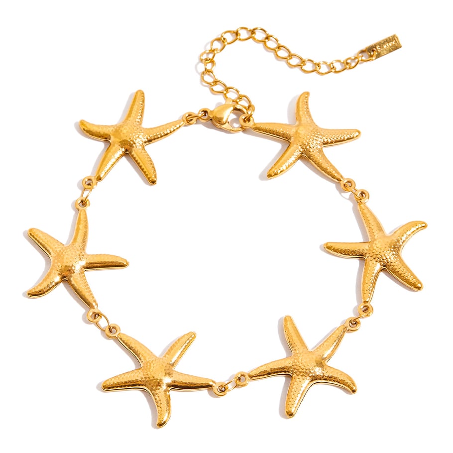 Bracelet chaîne pour femme en acier inoxydable couleur or, motif étoile de mer, 1 pièce 