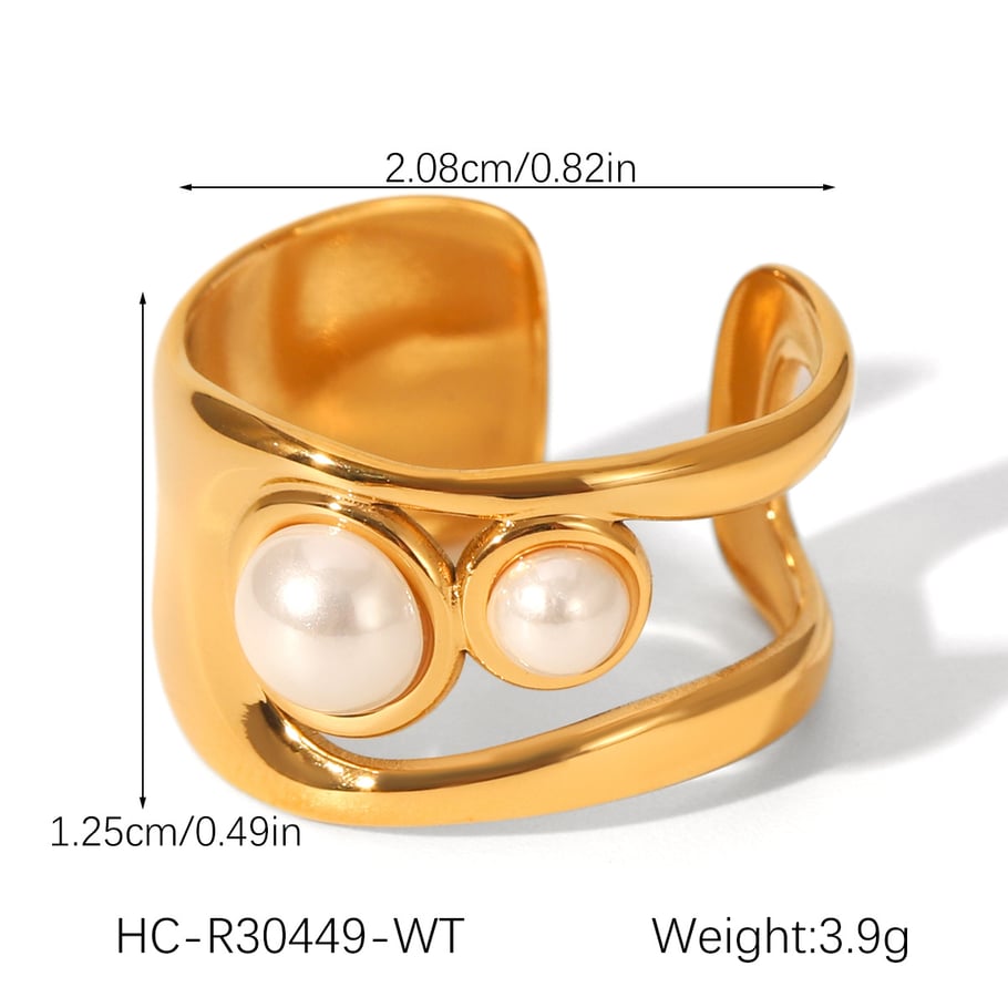 1 Pair Simple Series Daily Geometric Stainless Steel Natural Stone Statement Rings h5Picture2