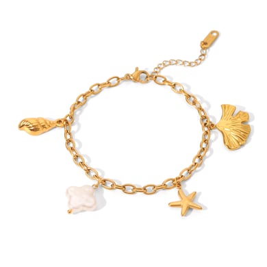 1 Paar einfache Blumen-Charm-Armbänder aus Edelstahl für Damen h5 