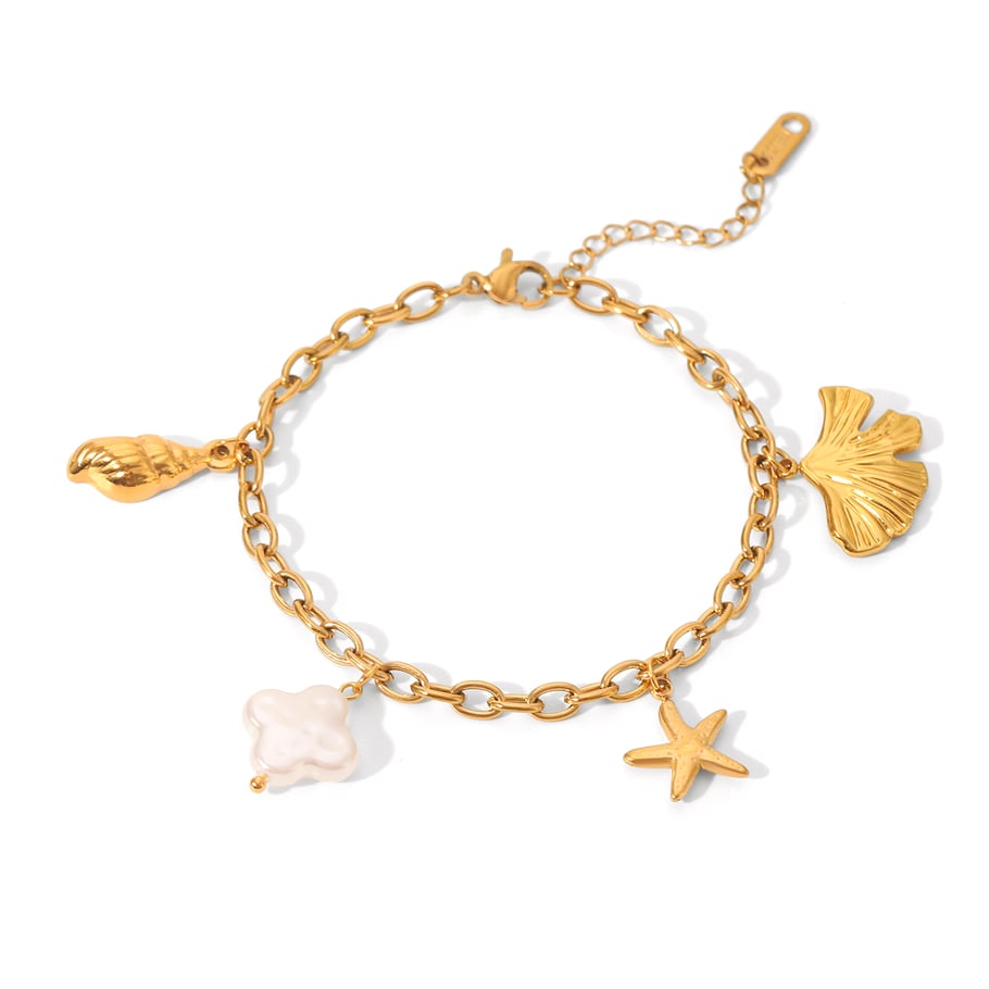1 Paar einfache Blumen-Charm-Armbänder aus Edelstahl für Damen 