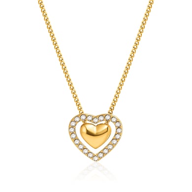 1 collar con colgante de corazón exquisito de acero inoxidable color dorado para mujer h5 
