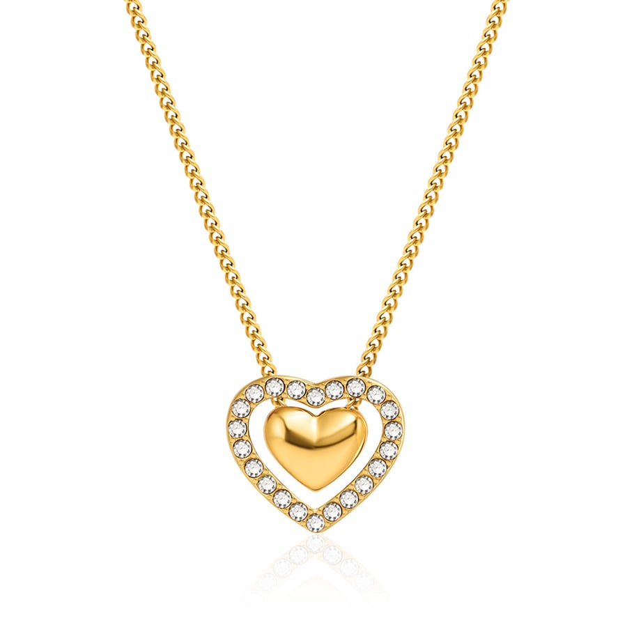 1 collar con colgante de corazón exquisito de acero inoxidable color dorado para mujer 