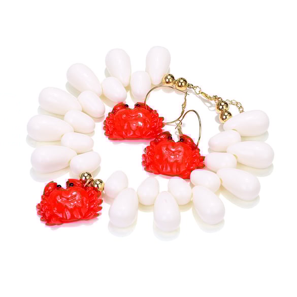 Resin Crab Statement Necklaces Set