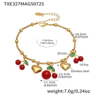 TXE327-Bracciale fai da te in ciliegio dorato 18+5 cm Immagine4
