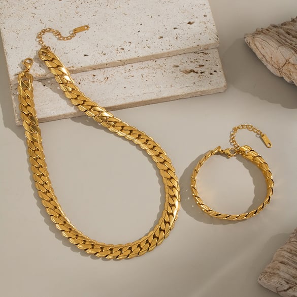 1 Piece Simple  Irregular Shape Stainless Steel  Gold Color  Women's Jewelry Sets 2