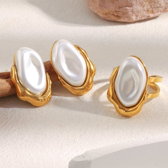 1 Piece Simple  Elegant Irregular Shape Stainless Steel  Women's Gemstone Rings