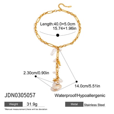 Collier avec pendentif coquillage en acier inoxydable doré pour femme, 1 pièce h5 Image2