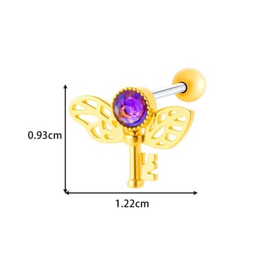 1 Piece Shinning Claw Copper Gold Color Zircon Women's Piercing Earrings h5 Picture2