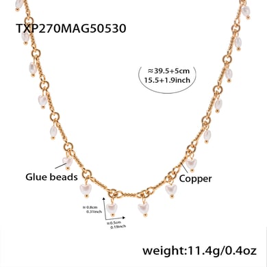1 Piece Classic Pearl Beads Stainless Steel Gold Color Women's Necklaces Sets h5 