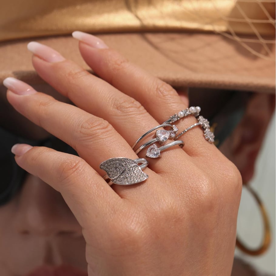 1 Piece Irregular Shape Stainless Steel Gold Color Women's Gemstone Rings Picture5