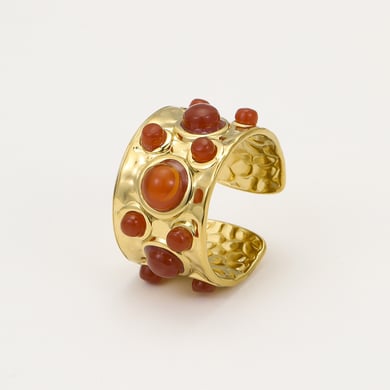 1 Piece Natural Stone Stainless Steel  Gold Color  Gemstone Ring h5 Picture5