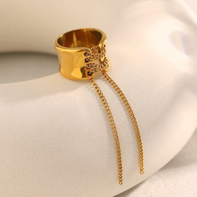 1 Piece Simple Series Daily Chain Stainless Steel Gold Color Statement Rings h5 Picture4