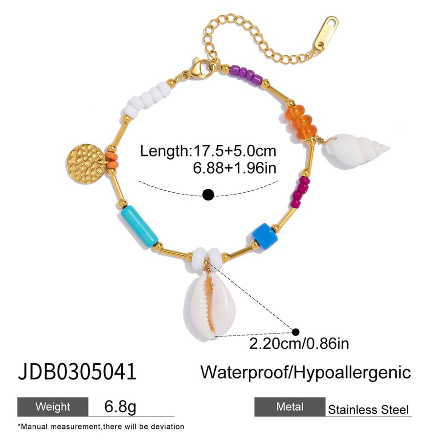 1 stuk Oceanic Shell roestvrij staal goudkleurige dames bedelarmbanden Afbeelding2